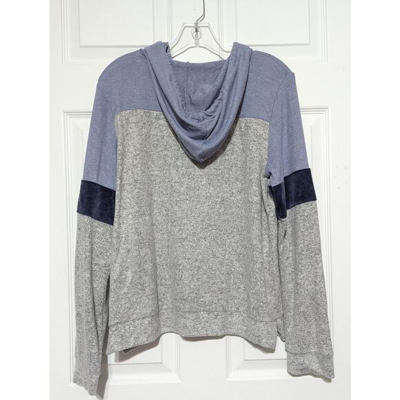 Hippie Rose Sweatshirt Pullover Hoodie Womens Large Blue Colorblock Super Soft - Picture 6 of 10